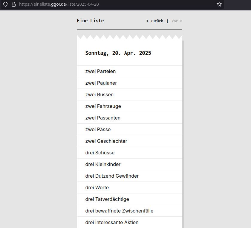 Gregor Weichbrodt — Eine Liste (2020)