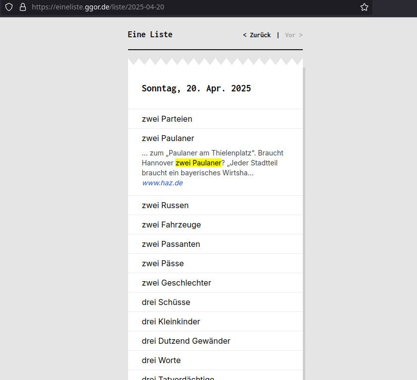 Gregor Weichbrodt — Eine Liste (2020)